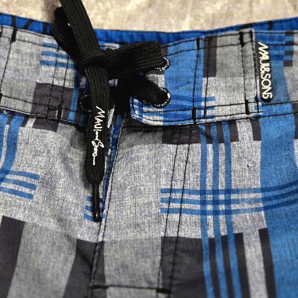 Blue and Gray Plaid Shorts - Picture 2 of 8